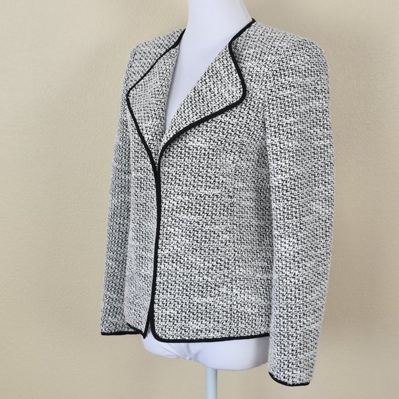 Calvin Klein Textured Piped Open Front Blazer 4 - Picture 2 of 7